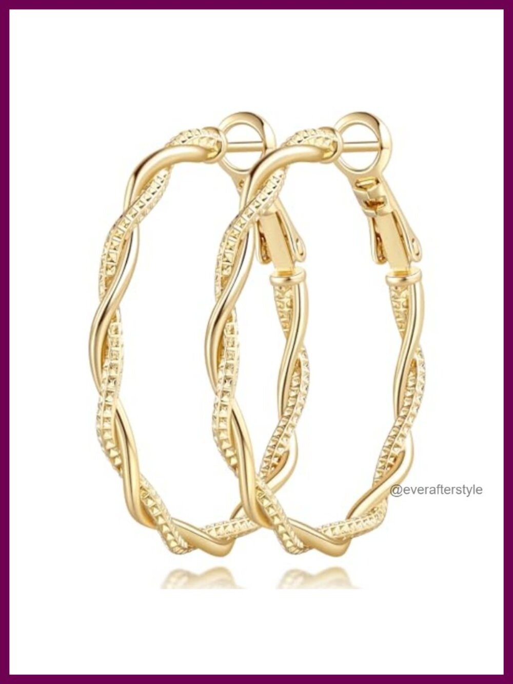 14k Gold Plated Twisted Hoop Earrings for Women 34mm
